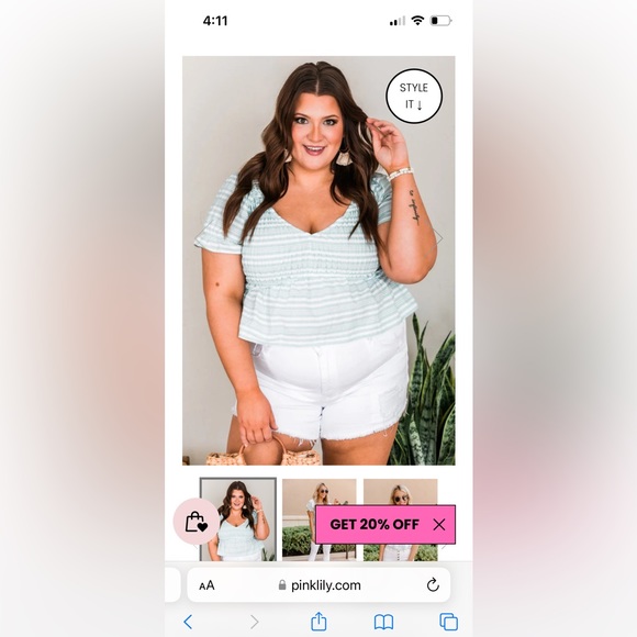 NWOT Pink Lily Sage Look Past The Future Smocked Blouse - Picture 9 of 11